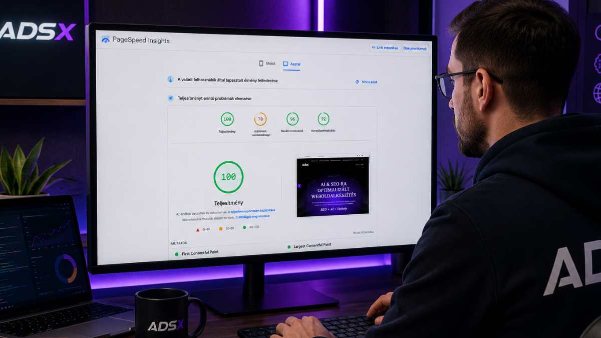 AI SEO és technikai keresőoptimalizálás során végzett weboldal teljesítményoptimalizálás és PageSpeed elemzés
